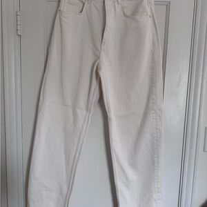 Bershka Men's Cream Straight Jeans